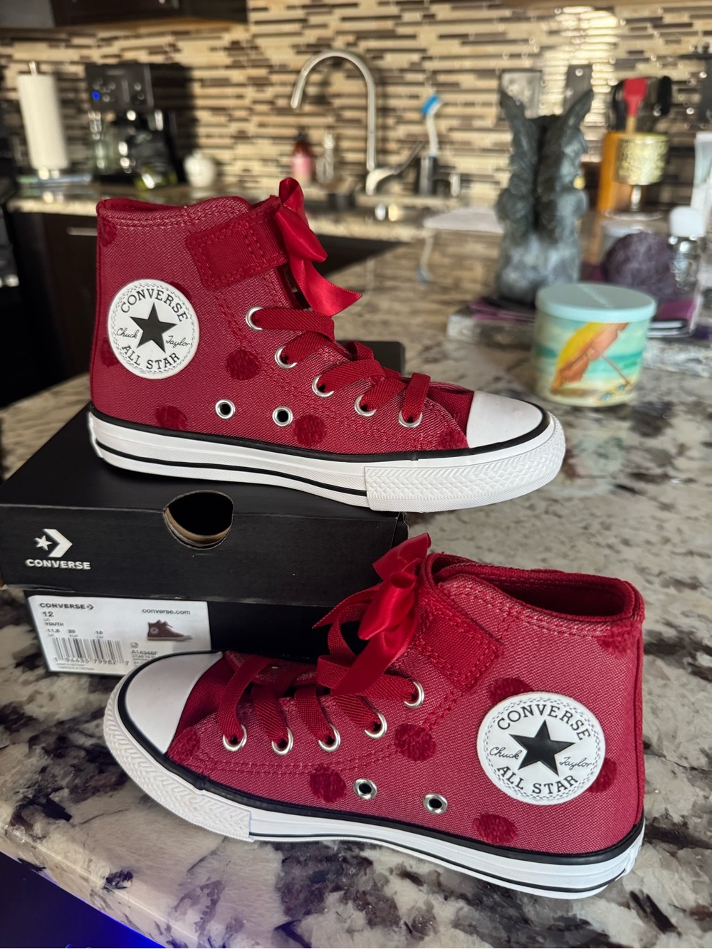 Converse Kids Red Polka Dot High-Top Sneakers